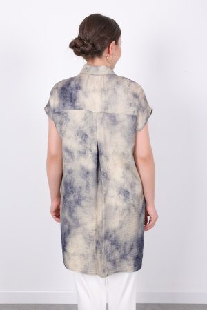 yazlık Şık cepli kolsuz düğmeli parlak kumaş gömlek elbise tunik yelek