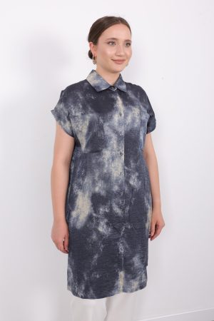 yazlık Şık cepli kolsuz düğmeli parlak kumaş gömlek elbise tunik yelek