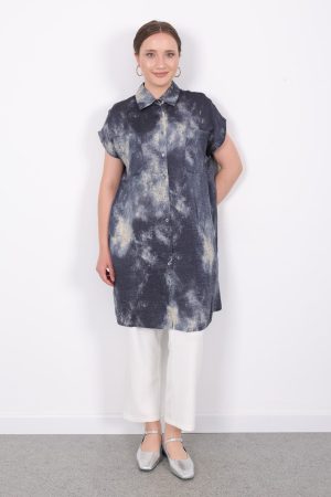 yazlık Şık cepli kolsuz düğmeli parlak kumaş gömlek elbise tunik yelek