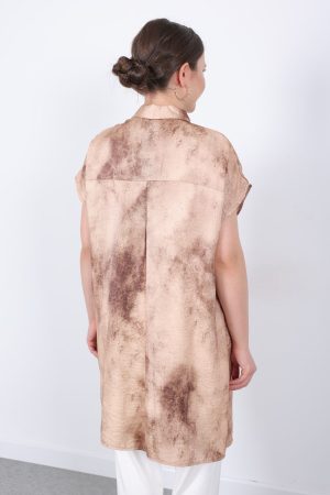 yazlık Şık cepli kolsuz düğmeli parlak kumaş gömlek elbise tunik yelek